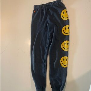 Aviator Nation Kids Joggers - Dark Blue with Yellow Smiley Faces